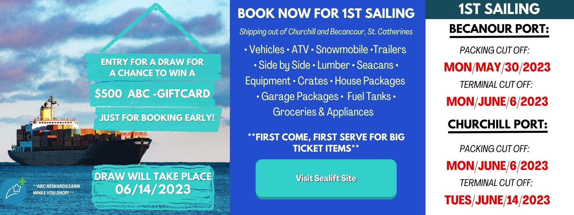 Book Now for 1st Sailing