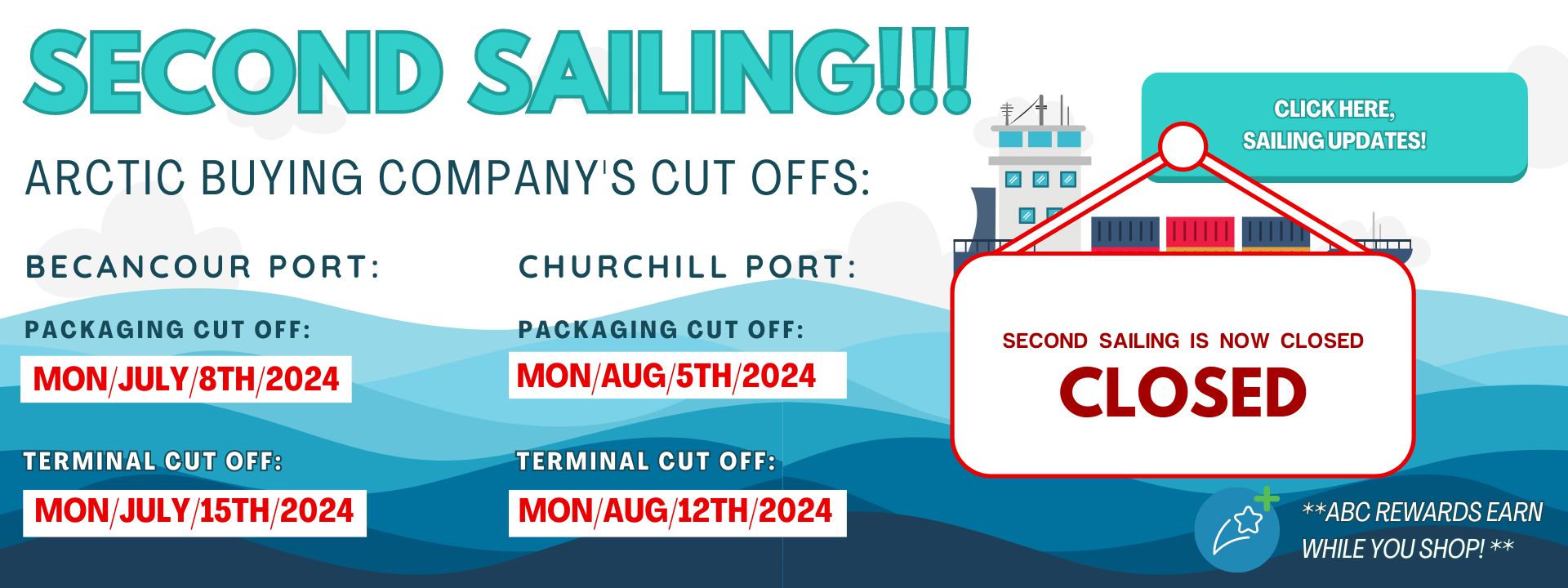 Second Sailing is Now Closed.