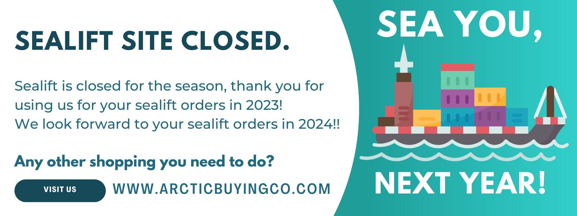 Sealift Site Closed - Sea You Next Year!